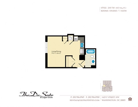 The DeSoto 10 Floor Plan at The DeSoto Apartments, Washington, DC, 20005